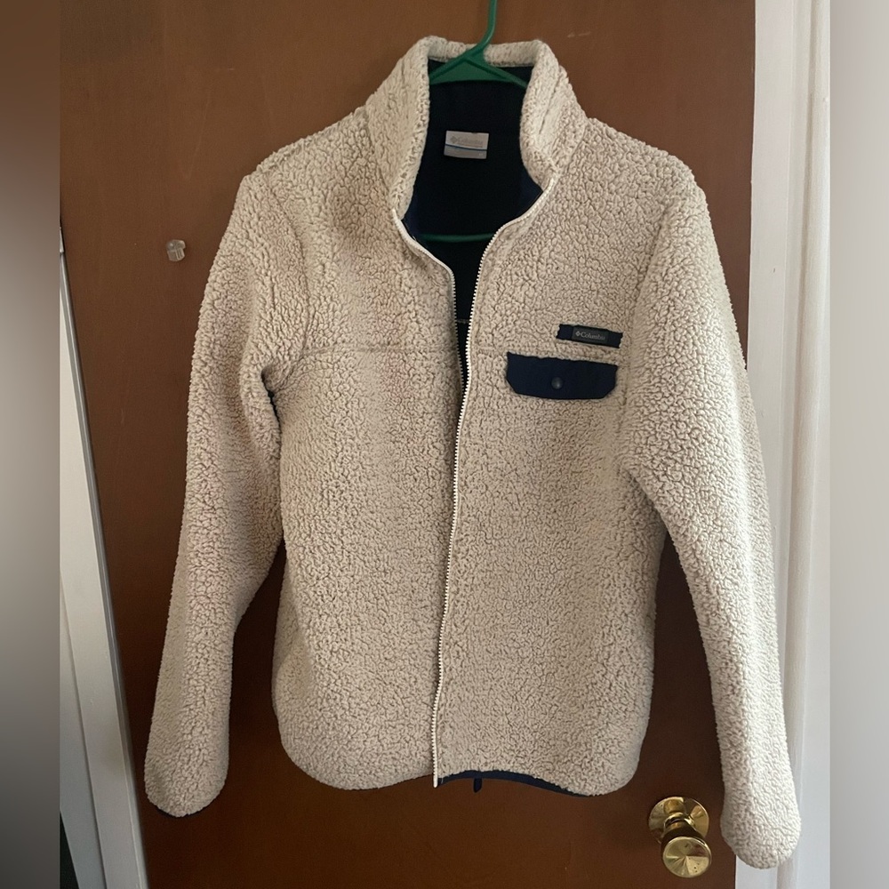 Columbia Cream Fleece Jacket with Navy Details